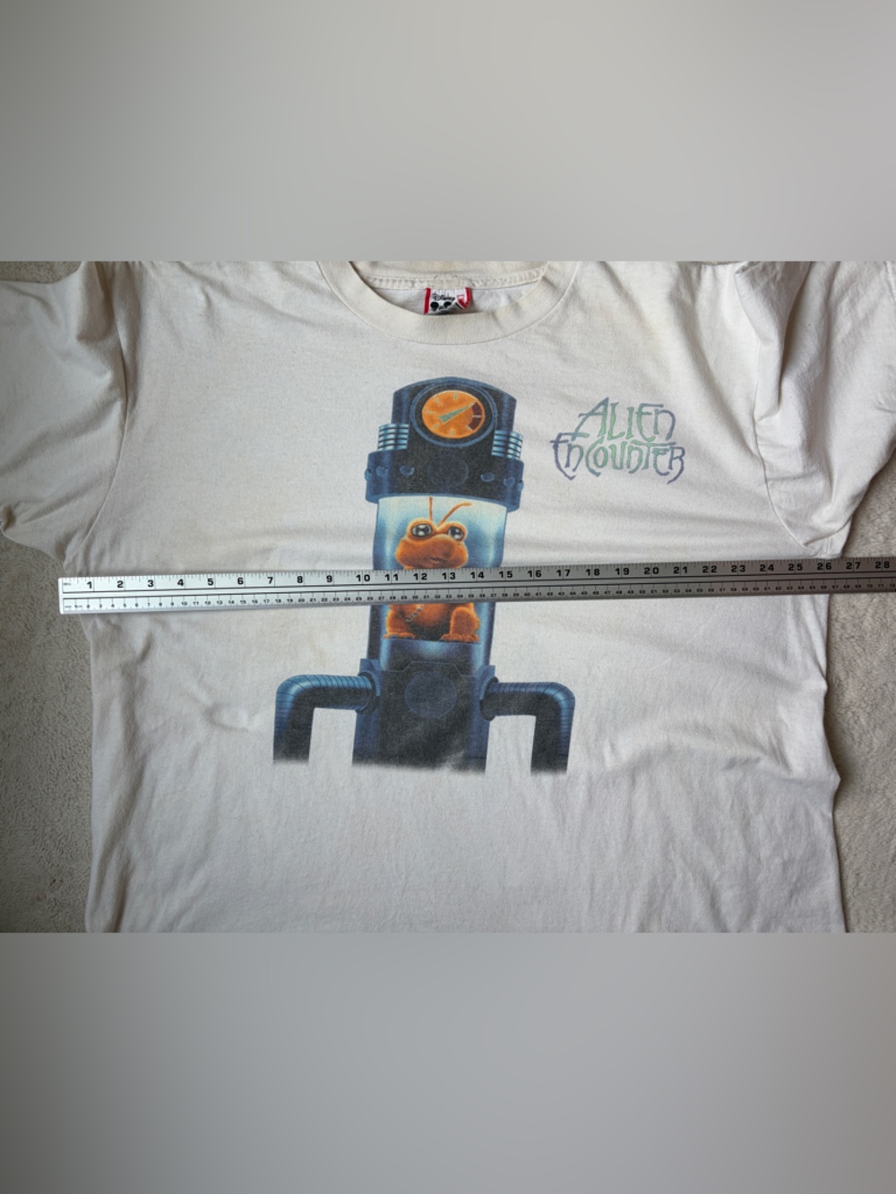Vintage Single Stitch Disney Off-White Tee Alien Encounter Character Size L/XL - Picture 8 of 12